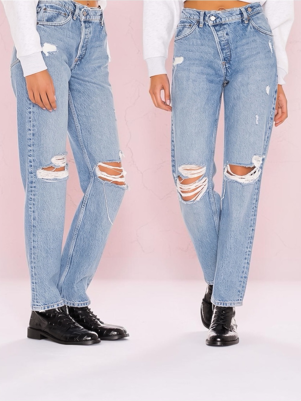 BOYISH Women’s The Casey Straight In Blue Distressed Sustainable Jeans Size 25